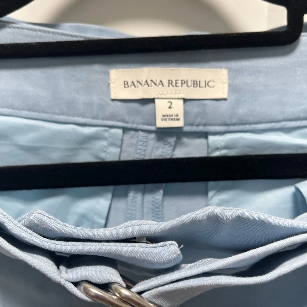 Banana Republic Light Blue High Waist Barrel Leg Linen Pants